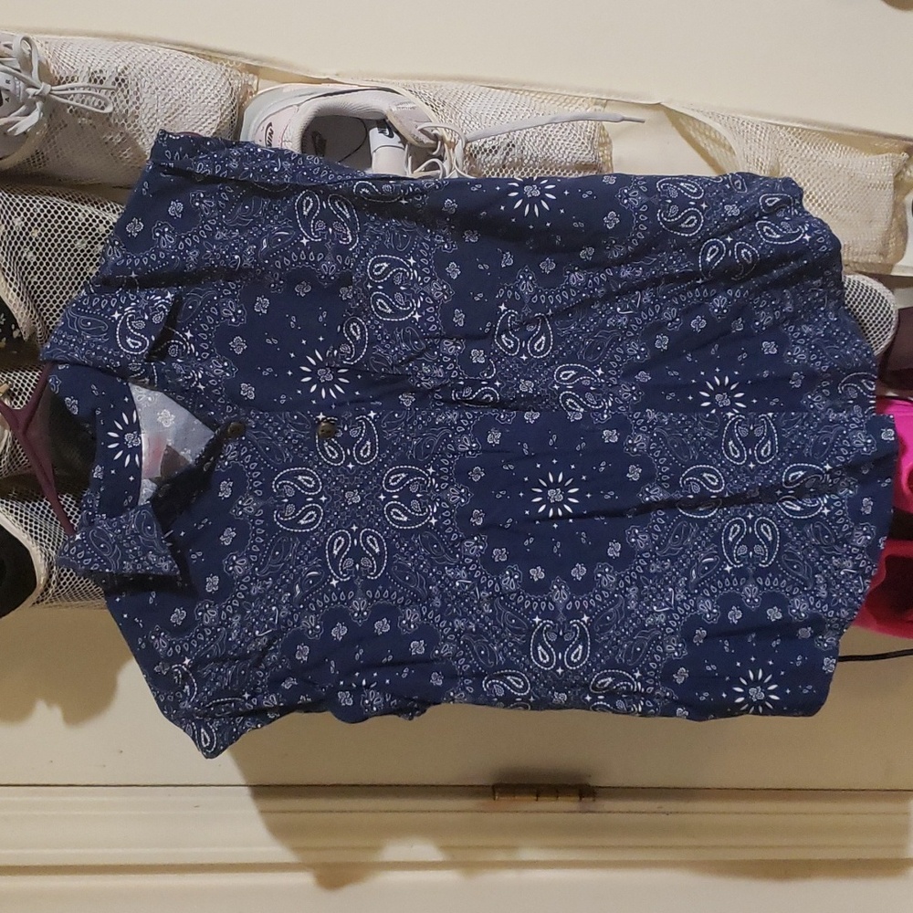 Bandana pattern top and red flower top